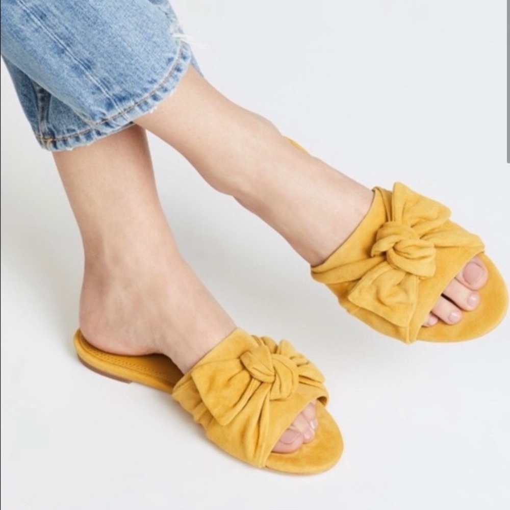 Tory Burch Suede Annabelle Bow Slides 7.5